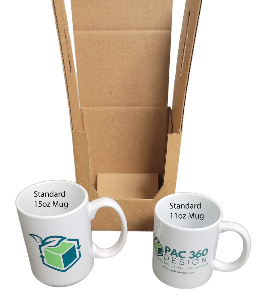 11oz & 15oz Coffee Mug - Compostable Plastic Free Box (25-Pack Bundle)